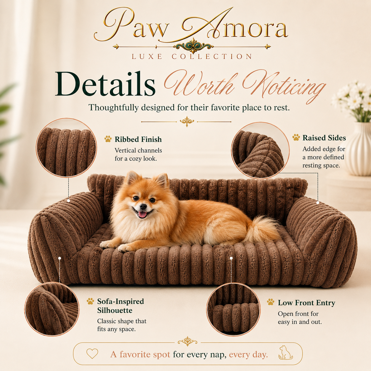Lounge Ribbed Pet Sofa Bed