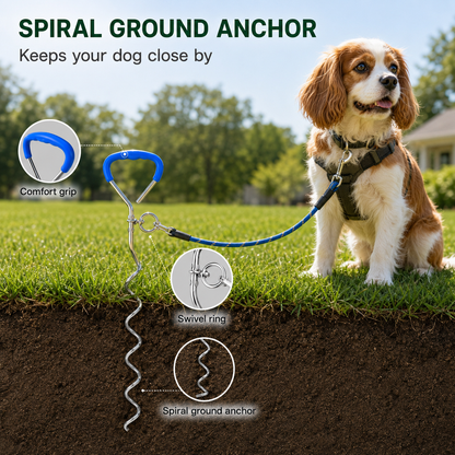 Spiral Dog Tie-Out Stake with Comfort Grip Handle